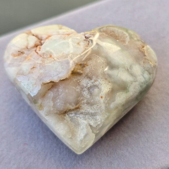 Cherry Blossom Agate Heart Crystal ✦ 41g Polished Healing Stone ✦ One-of-a-Kind - Picture 9 of 15